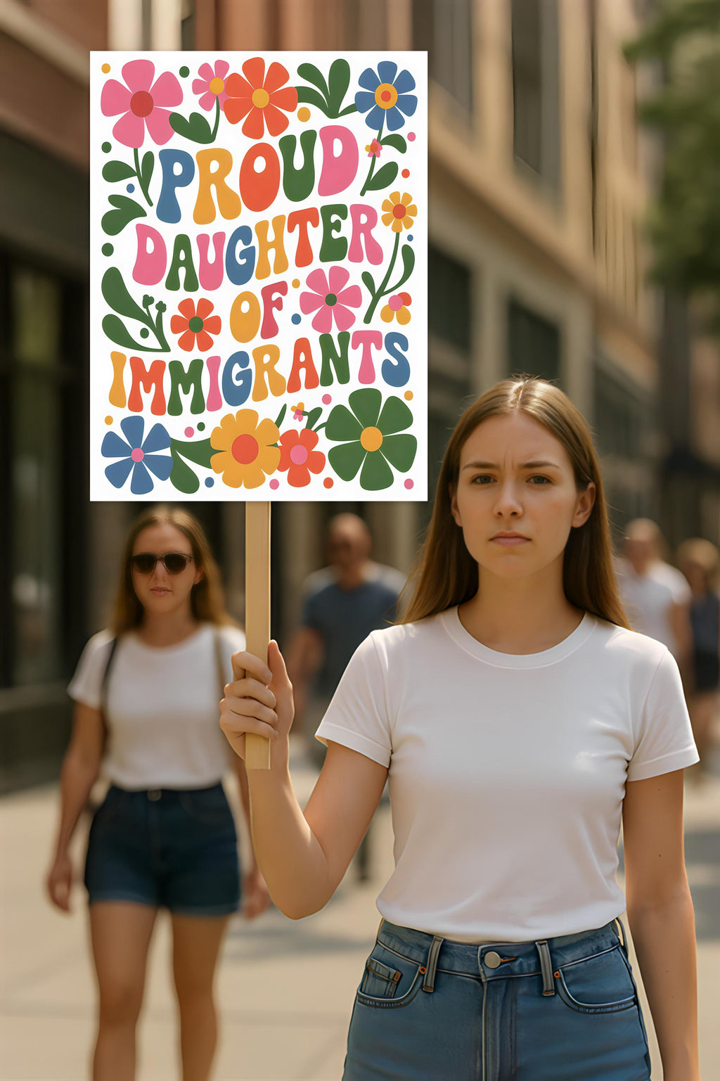Proud Daughter Of Immigrants Pro Immigration Protest Sign, Anti-Trump, Resist Racism