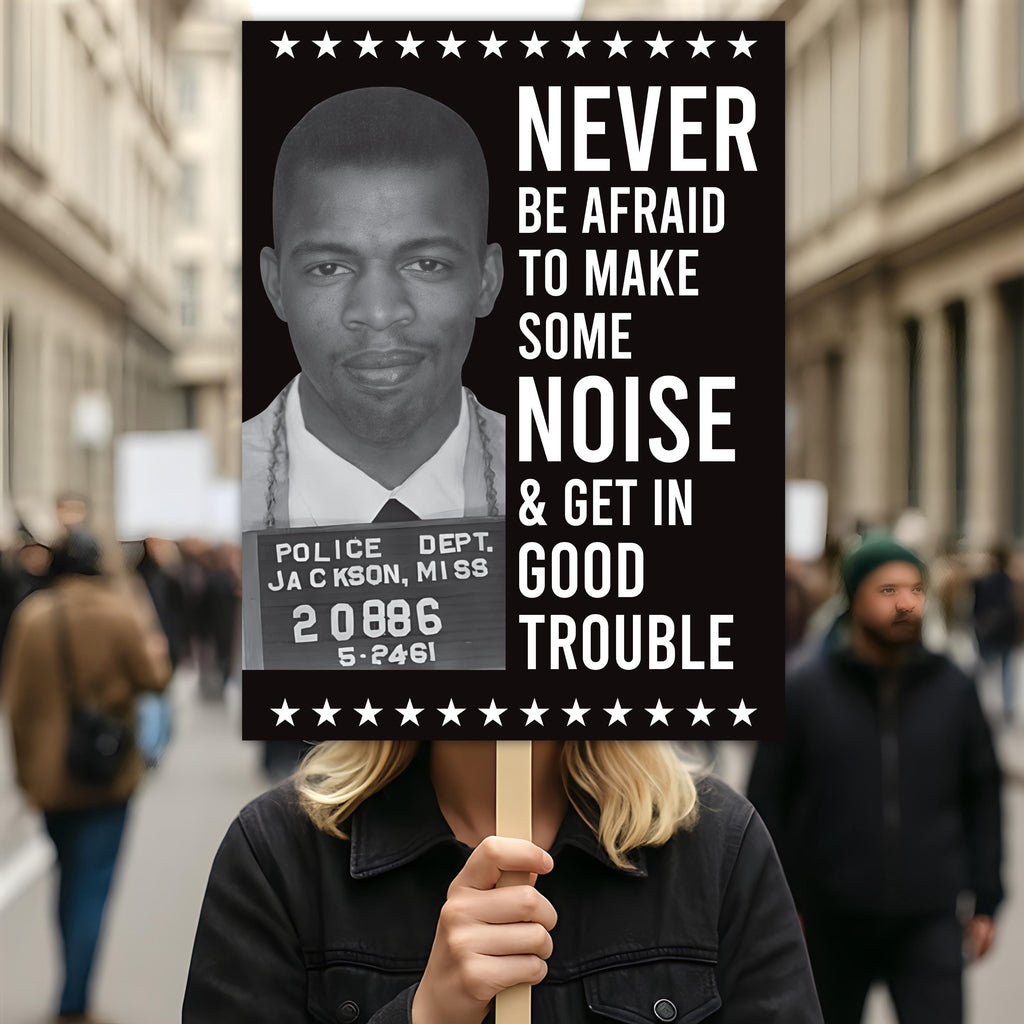 John Lewis Good Trouble Protest Sign, Resist Hate, Anti-Trump, Resist Racism, Resist Fascism, Political Activist Poster Rally Sign