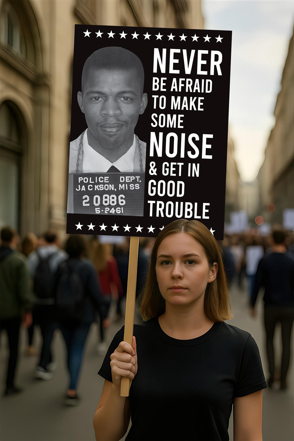 John Lewis Good Trouble Protest Sign, Resist Hate, Anti-Trump, Resist Racism, Resist Fascism, Political Activist Poster Rally Sign