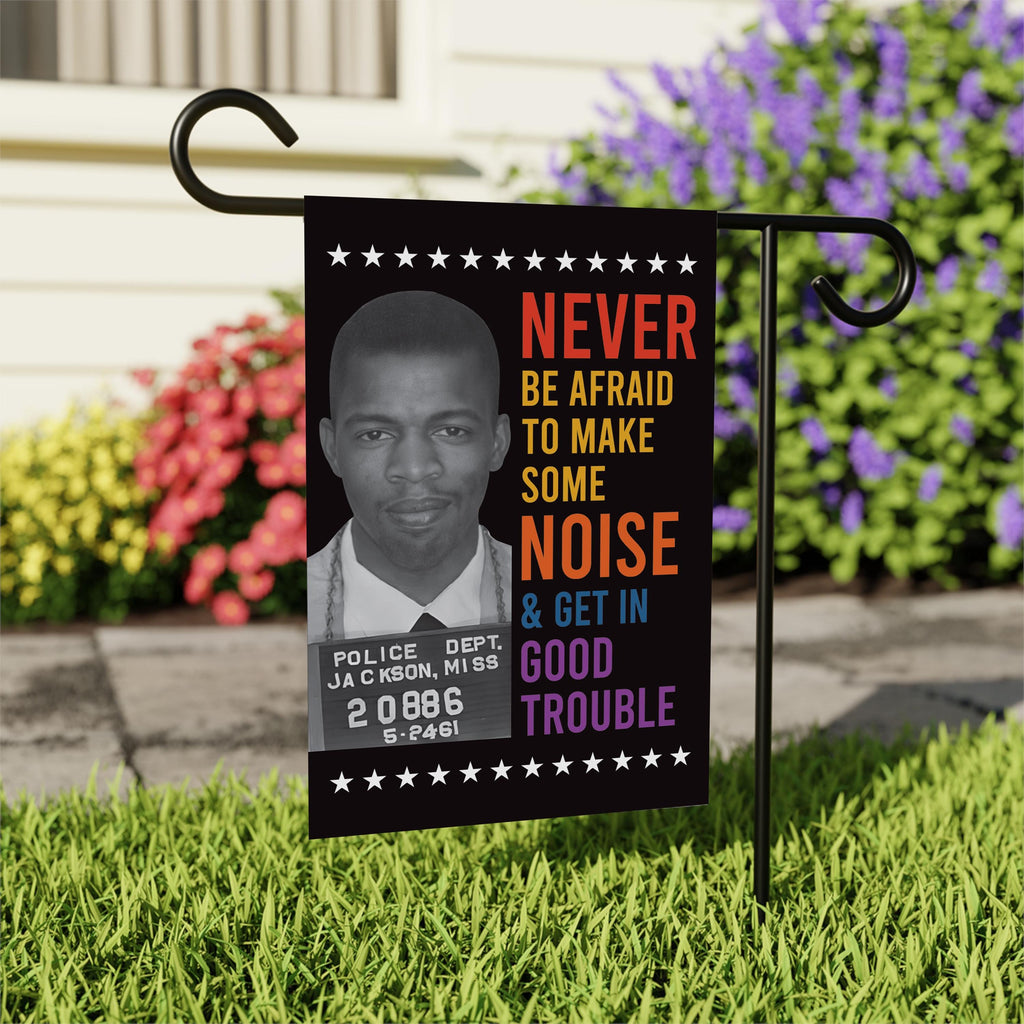 John Lewis Good Trouble Protest Garden Flag, Double Sided, Resist Hate, Anti-Trump, Resist Racism, Resist Fascism Flag