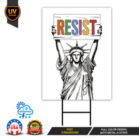 Resist Statue of Liberty Protest Yard Sign - Anti-Trump, Resist Racism, Resist Fascism Sign with Metal H-Stake