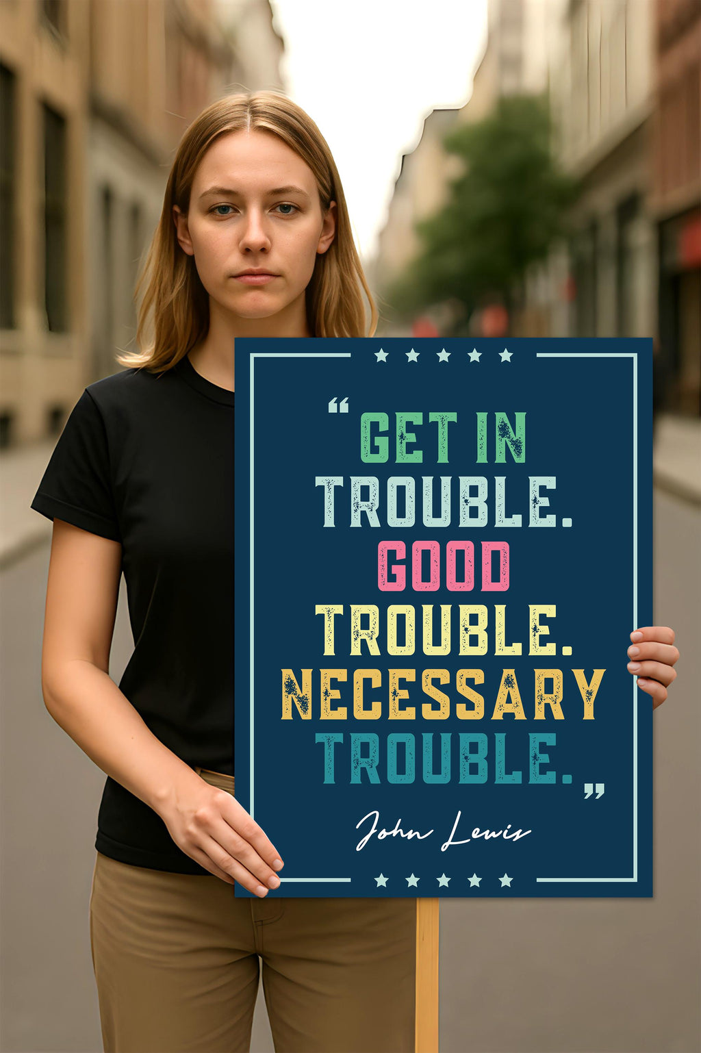 John Lewis Good Trouble Protest Sign, Resist Hate, Anti-Trump, Resist Racism, Resist Fascism, Political Activist Poster Rally Sign