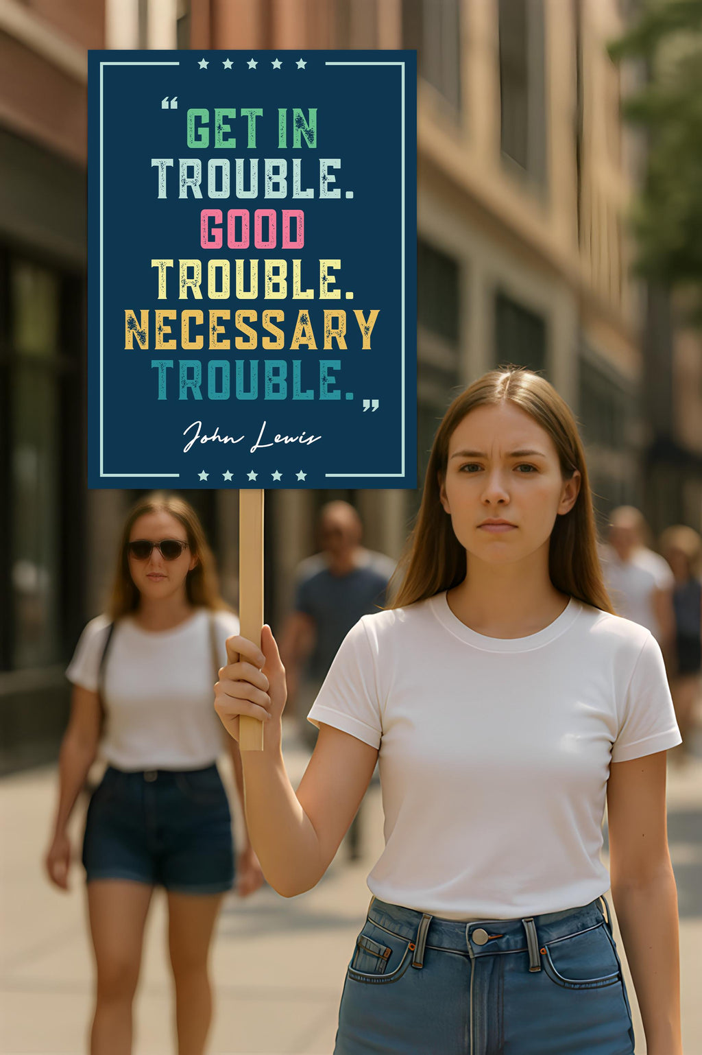 John Lewis Good Trouble Protest Sign, Resist Hate, Anti-Trump, Resist Racism, Resist Fascism, Political Activist Poster Rally Sign