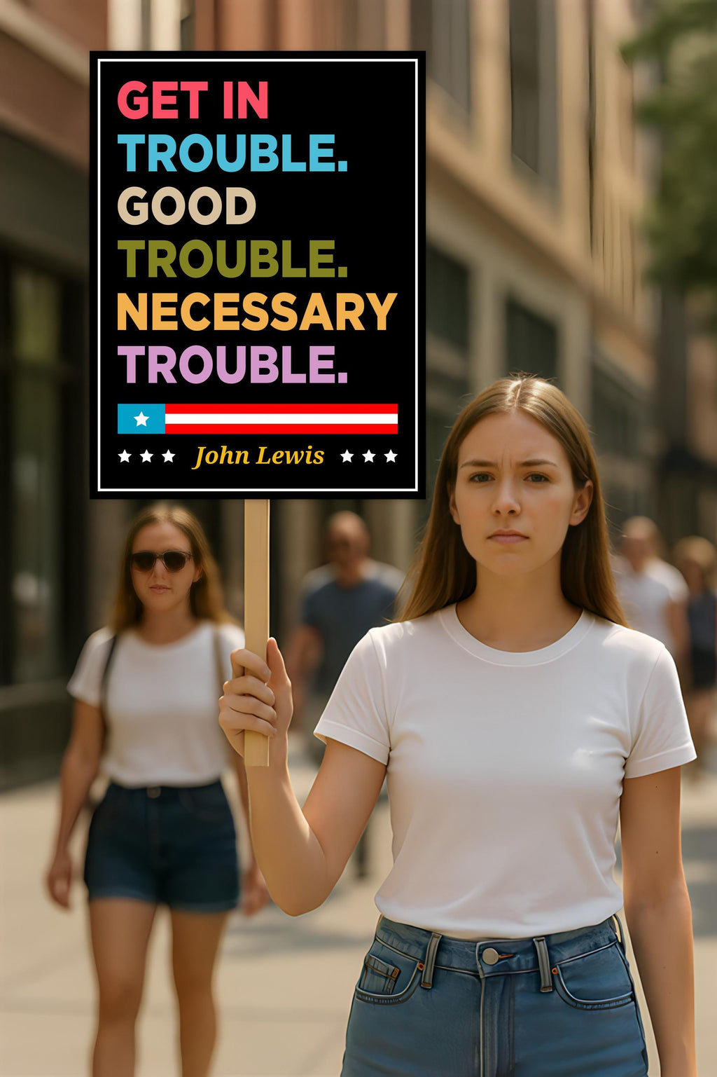 John Lewis Good Trouble Protest Sign, Resist Hate, Anti-Trump, Resist Racism, Resist Fascism, Political Activist Poster Rally Sign