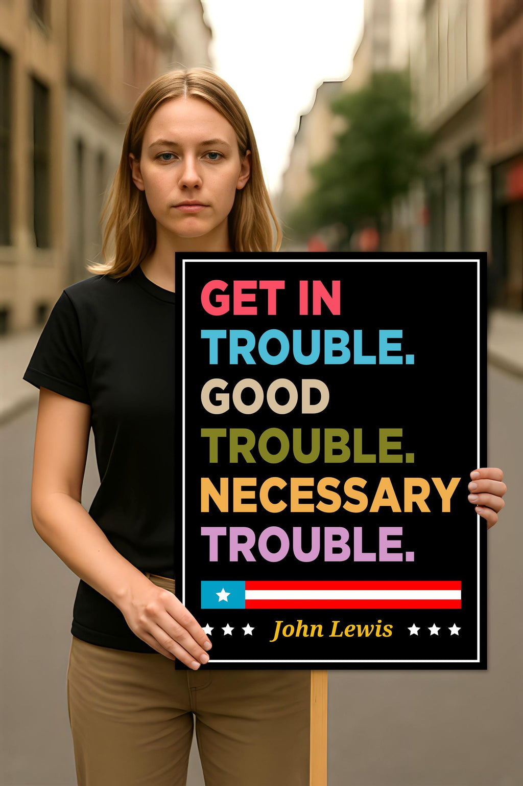 John Lewis Good Trouble Protest Sign, Resist Hate, Anti-Trump, Resist Racism, Resist Fascism, Political Activist Poster Rally Sign