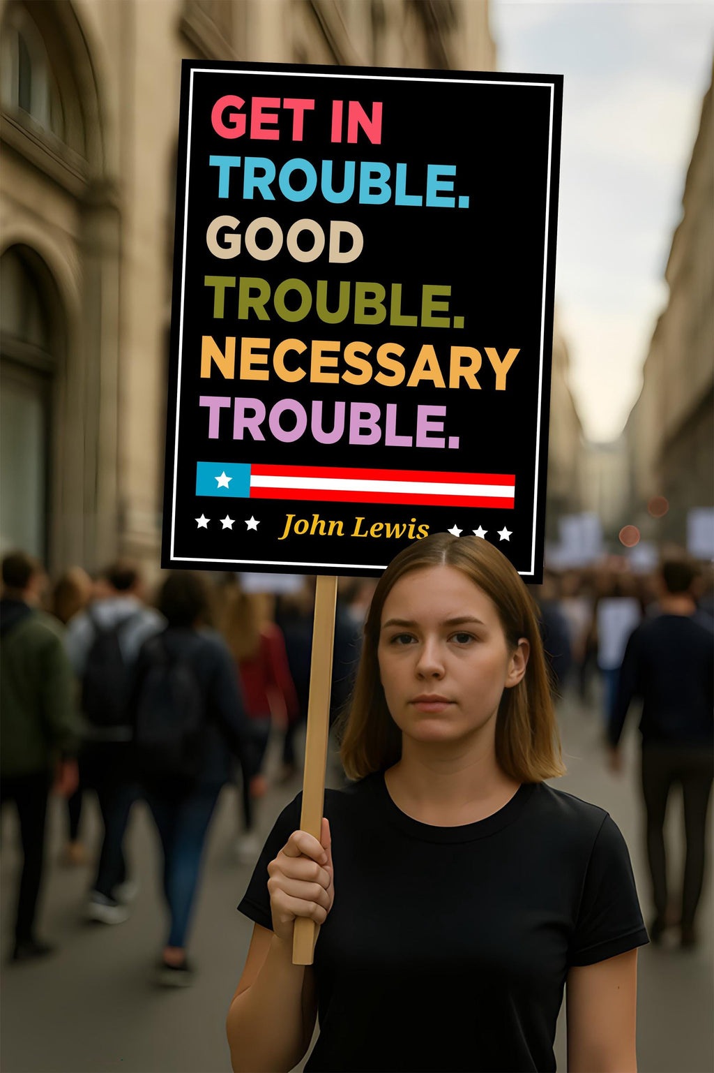 John Lewis Good Trouble Protest Sign, Resist Hate, Anti-Trump, Resist Racism, Resist Fascism, Political Activist Poster Rally Sign