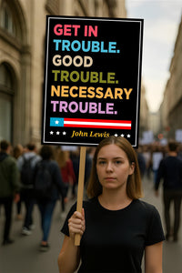 John Lewis Good Trouble Protest Sign, Resist Hate, Anti-Trump, Resist Racism, Resist Fascism, Political Activist Poster Rally Sign