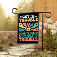 John Lewis Good Trouble Protest Garden Flag, Double Sided, Resist Hate, Anti-Trump, Resist Racism, Resist Fascism Flag