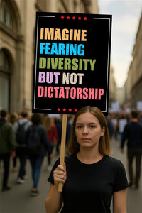 Imagine Fearing Diversity but not Dictatorship Protest Sign, Anti-Trump, Resist Racism, Resist Fascism, Political Activist Poster Rally Sign
