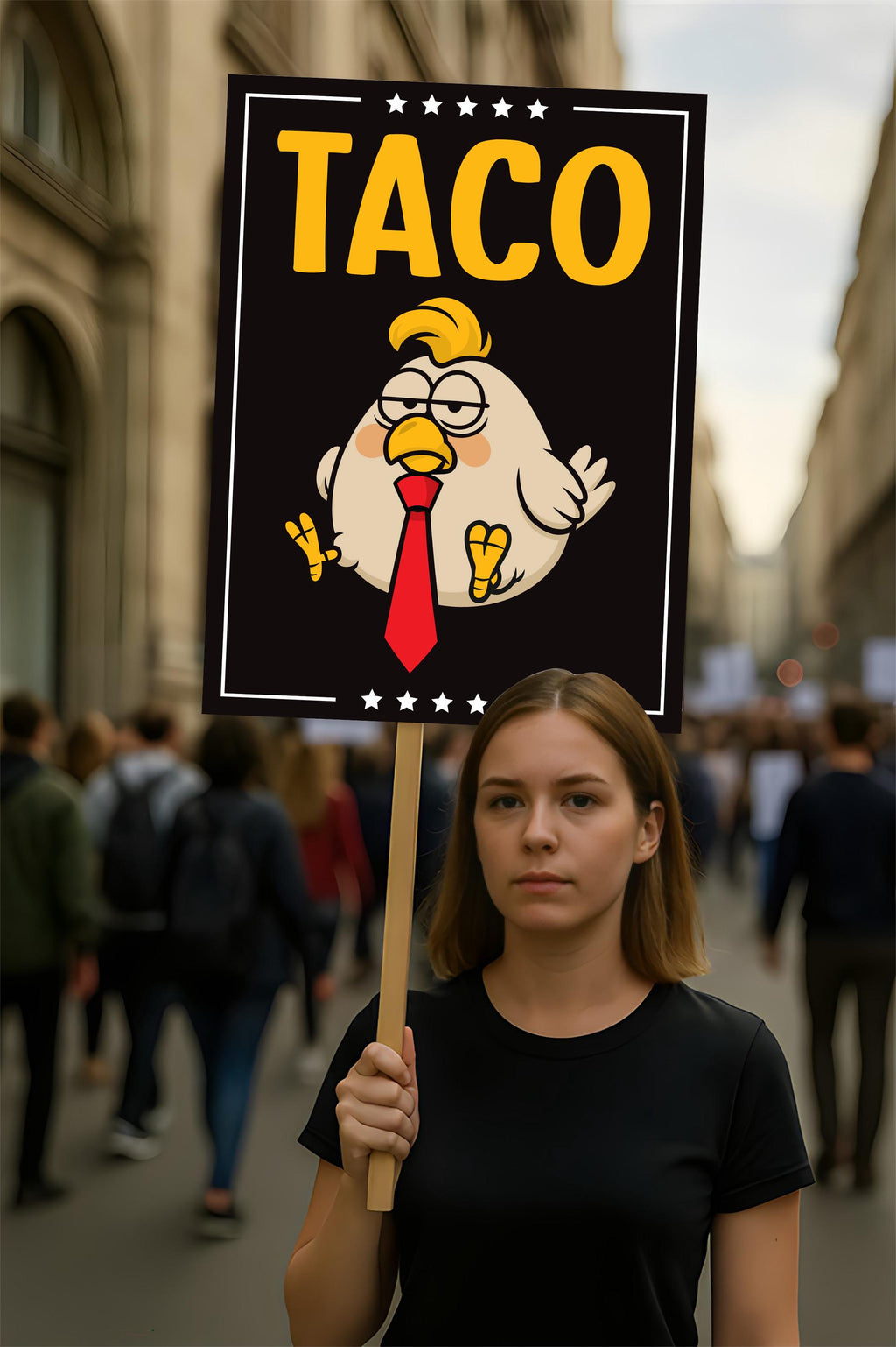 Taco - Trump Always Chickens Out Protest Sign, Anti-Trump Resistance