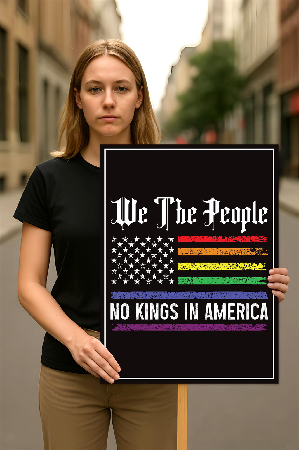 We The People, No Kings in America Protest Sign, Anti-Trump Resistance