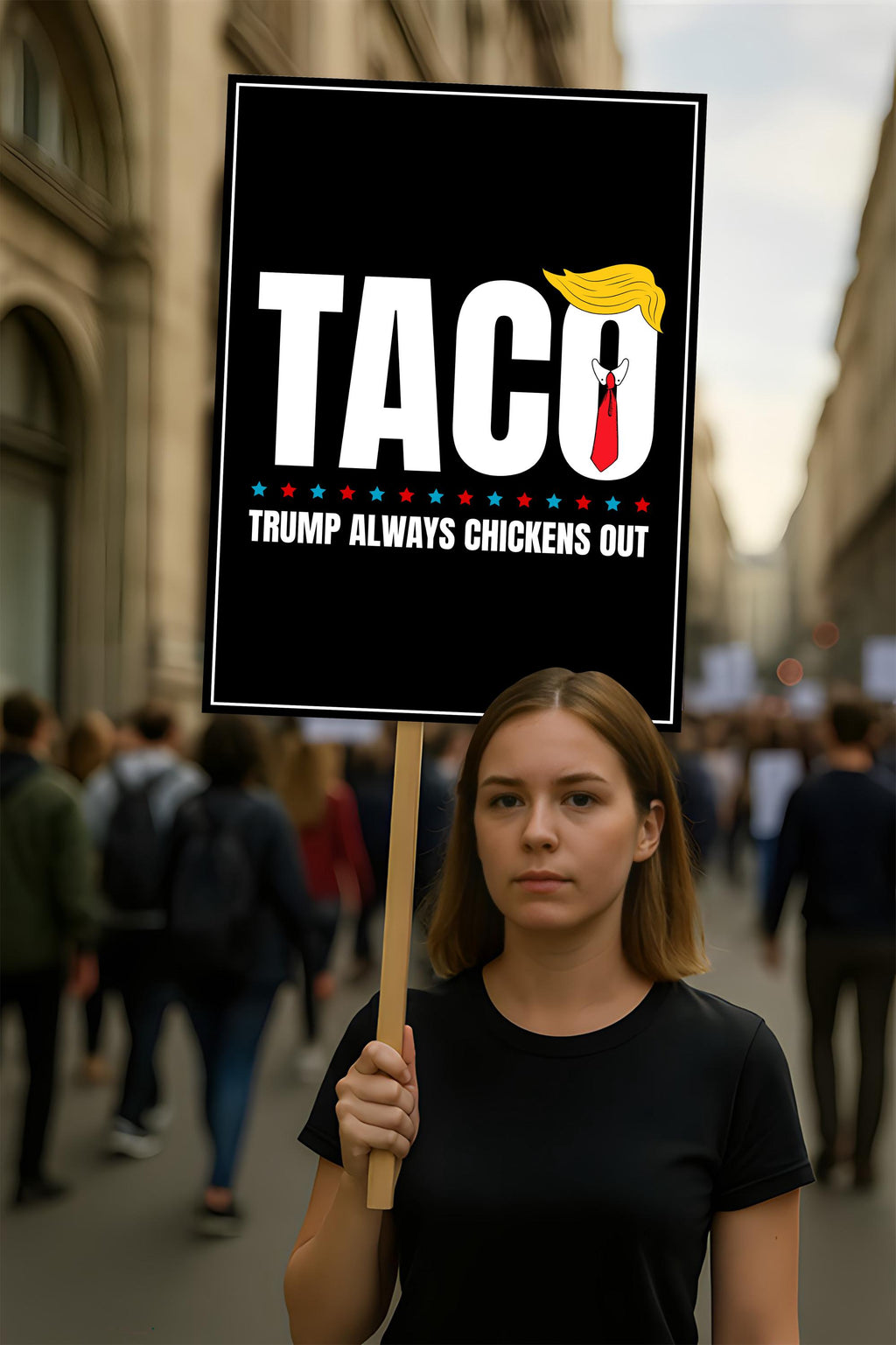 Taco - Trump Always Chickens Out Protest Sign, Anti-Trump Resistance