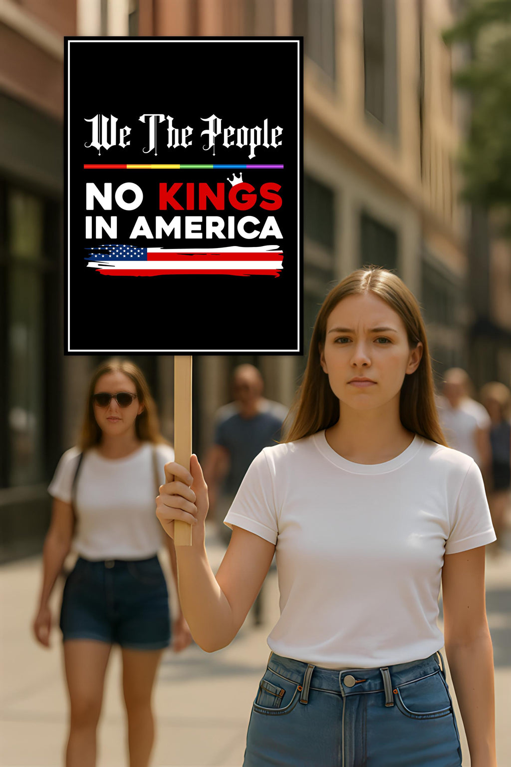 We The People, No Kings in America Protest Sign, Anti-Trump Resistance