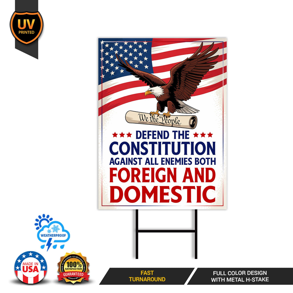 Defend the Constitution, No Kings In America Protest Yard Sign - Resist, Anti-Trump