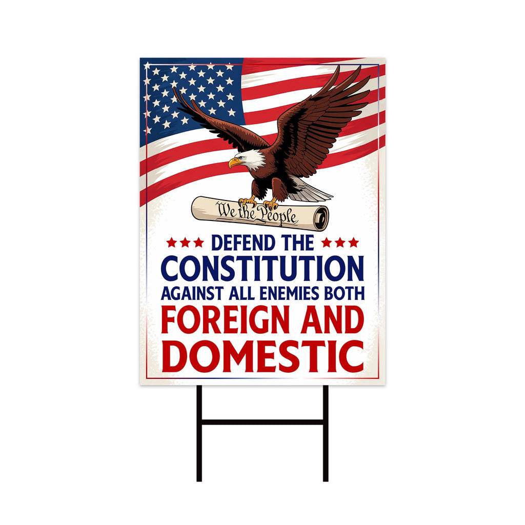 Defend the Constitution, No Kings In America Protest Yard Sign - Resist, Anti-Trump