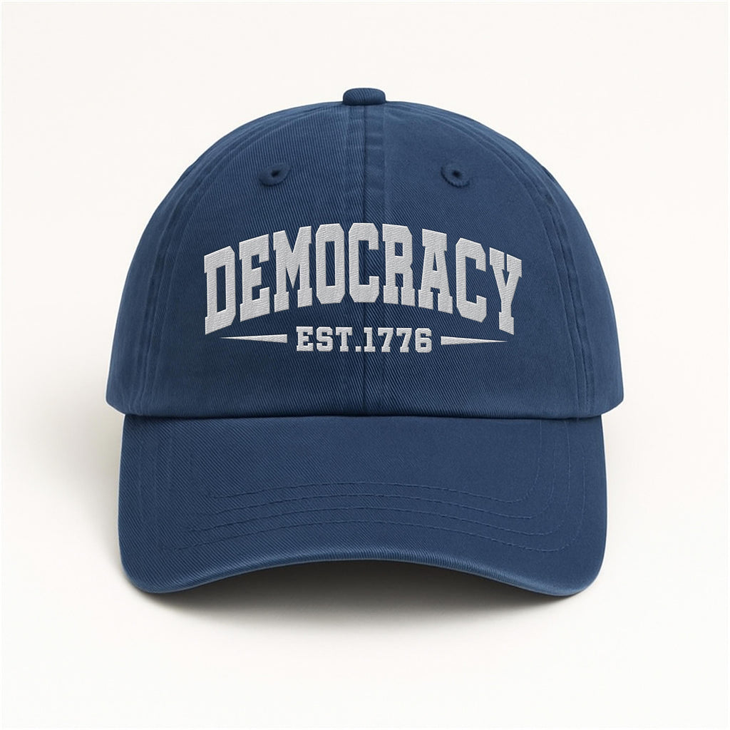 Democracy No Kings In America Embroidered Hat, Gift For Anti MAGA, Anti-Trump Hat