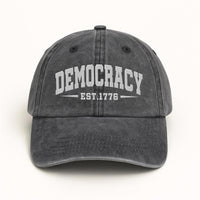 Democracy No Kings In America Embroidered Hat, Gift For Anti MAGA, Anti-Trump Hat