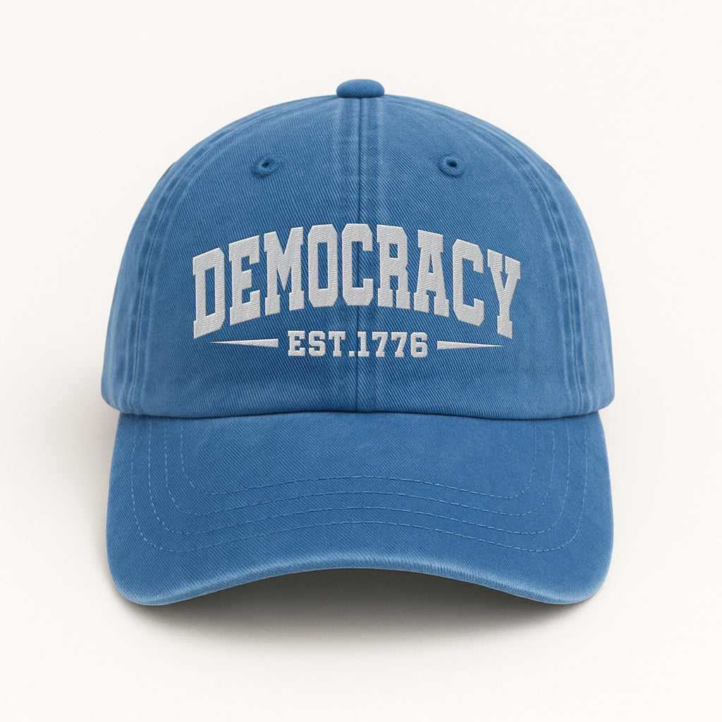 Democracy No Kings In America Embroidered Hat, Gift For Anti MAGA, Anti-Trump Hat