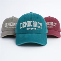 Democracy No Kings In America Embroidered Hat, Gift For Anti MAGA, Anti-Trump Hat