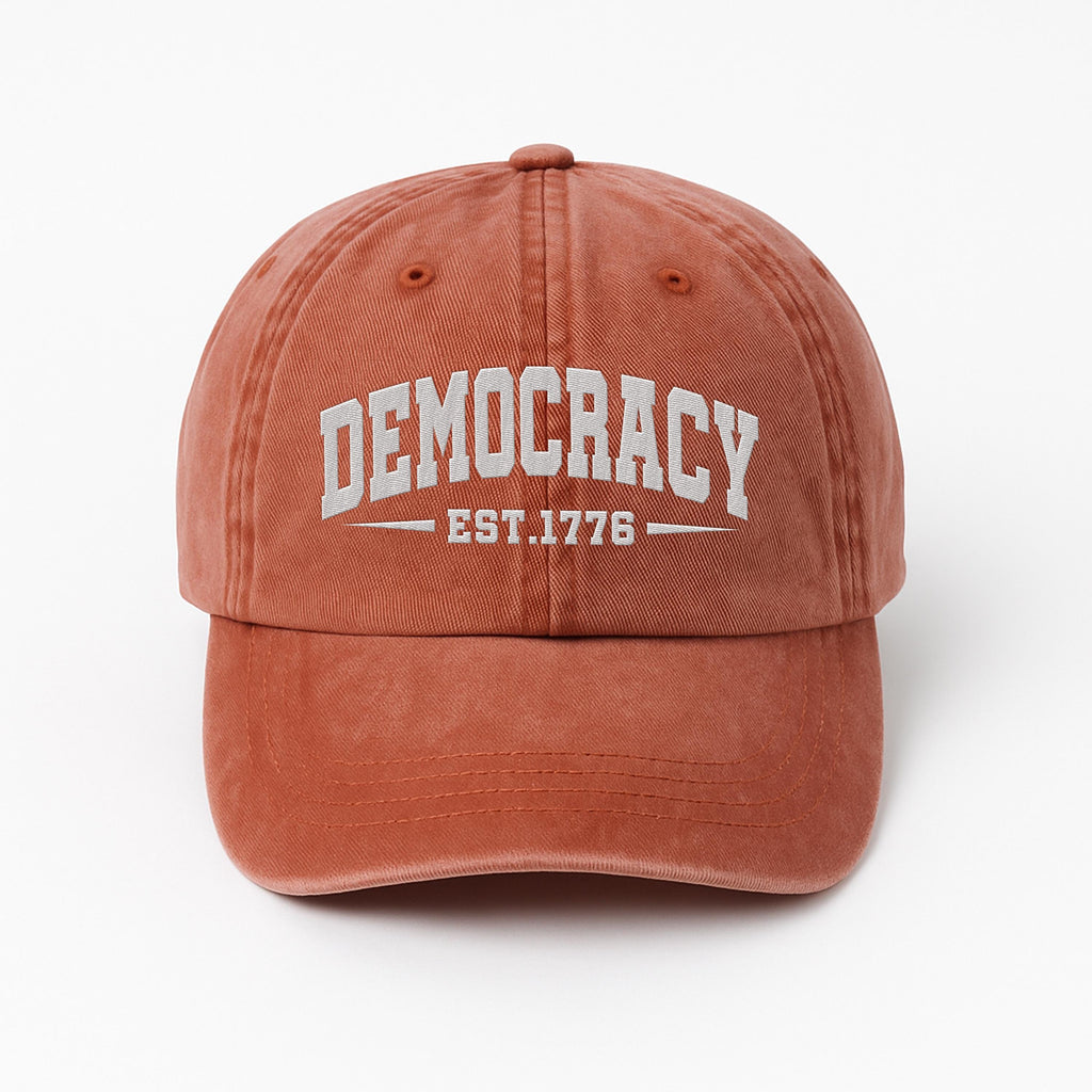 Democracy No Kings In America Embroidered Hat, Gift For Anti MAGA, Anti-Trump Hat