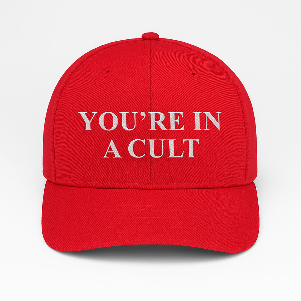You’re in a CULT Embroidered Hat, Gift For Anti MAGA, Anti-Trump Hat, FDT, No King