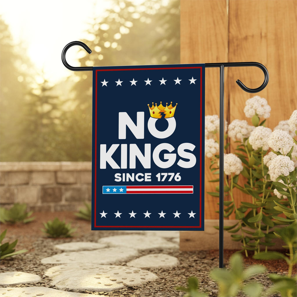 No Kings In America Garden Flag, 12x18 Inch Double Sided, Resist Hate Flag