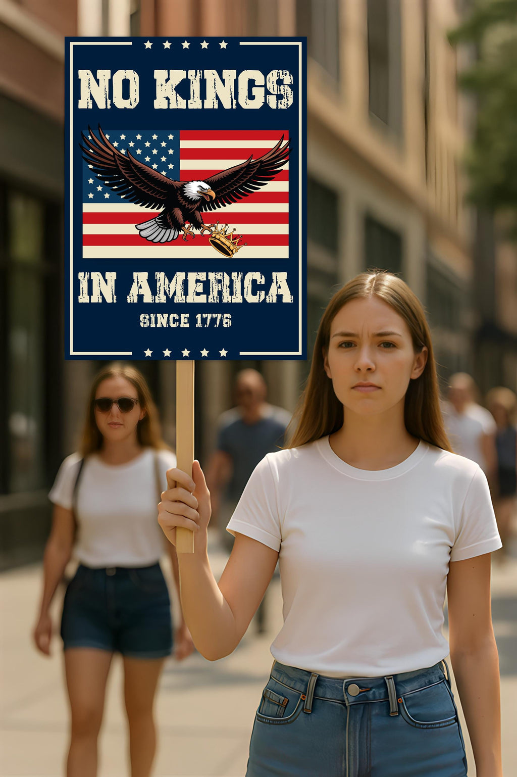 No Kings In America Protest Sign, Anti-Trump Resistance
