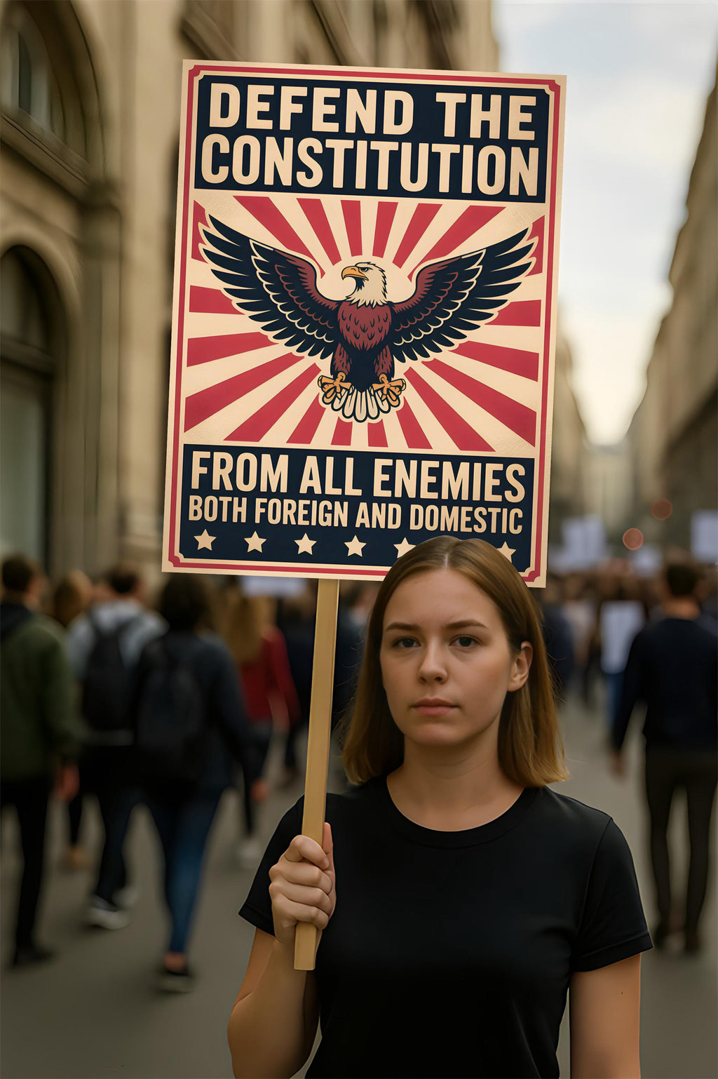Defend the Constitution Protest Sign, Anti-Trump Resistance