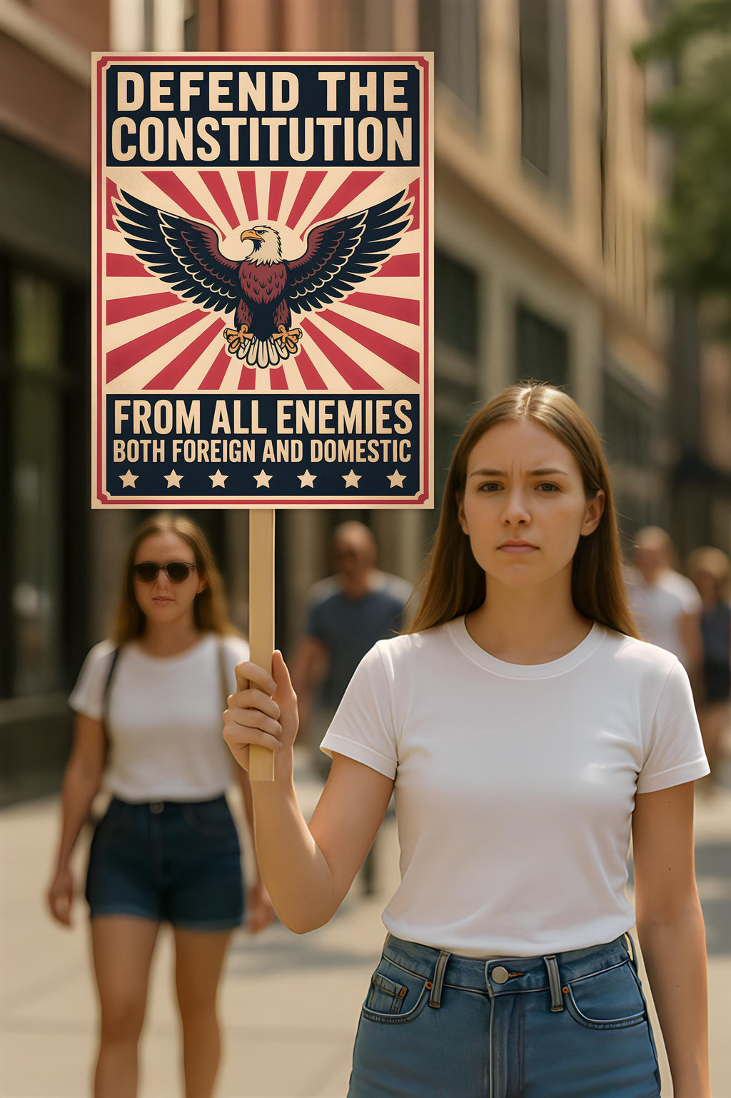 Defend the Constitution Protest Sign, Anti-Trump Resistance