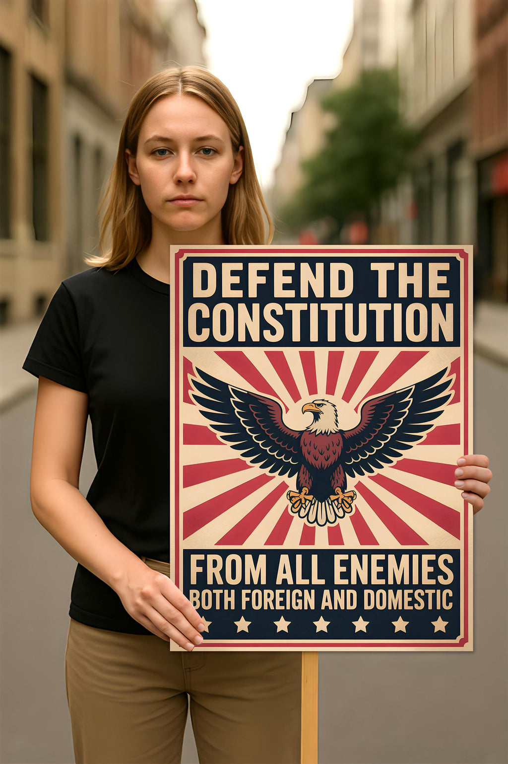 Defend the Constitution Protest Sign, Anti-Trump Resistance