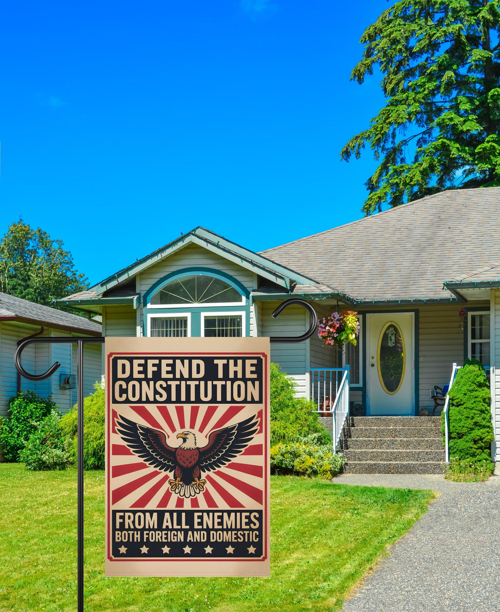 Defend the Constitution Garden Flag, 12x18 Inch Double Sided, Resist Hate Flag