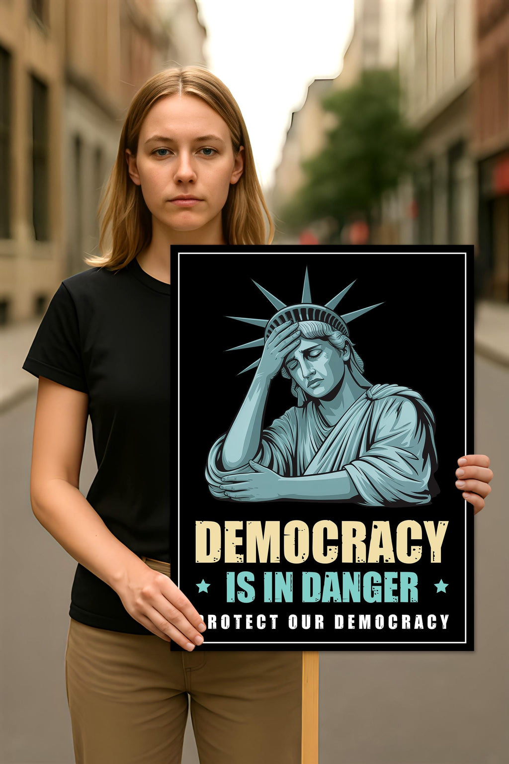 Protect Our Democracy Protest Sign, Anti-Trump Resistance, Political Activist Poster