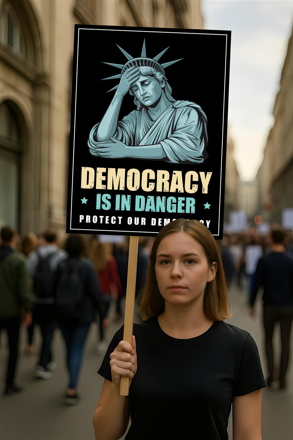 Protect Our Democracy Protest Sign, Anti-Trump Resistance, Political Activist Poster