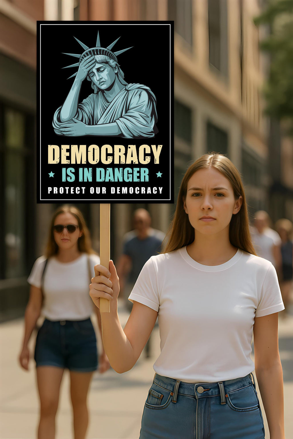 Protect Our Democracy Protest Sign, Anti-Trump Resistance, Political Activist Poster