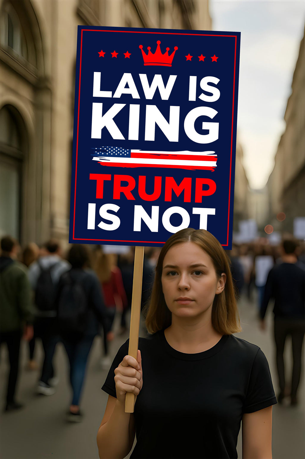 No Kings In America Protest Sign, Anti-Trump Resistance, Political Activist Poster