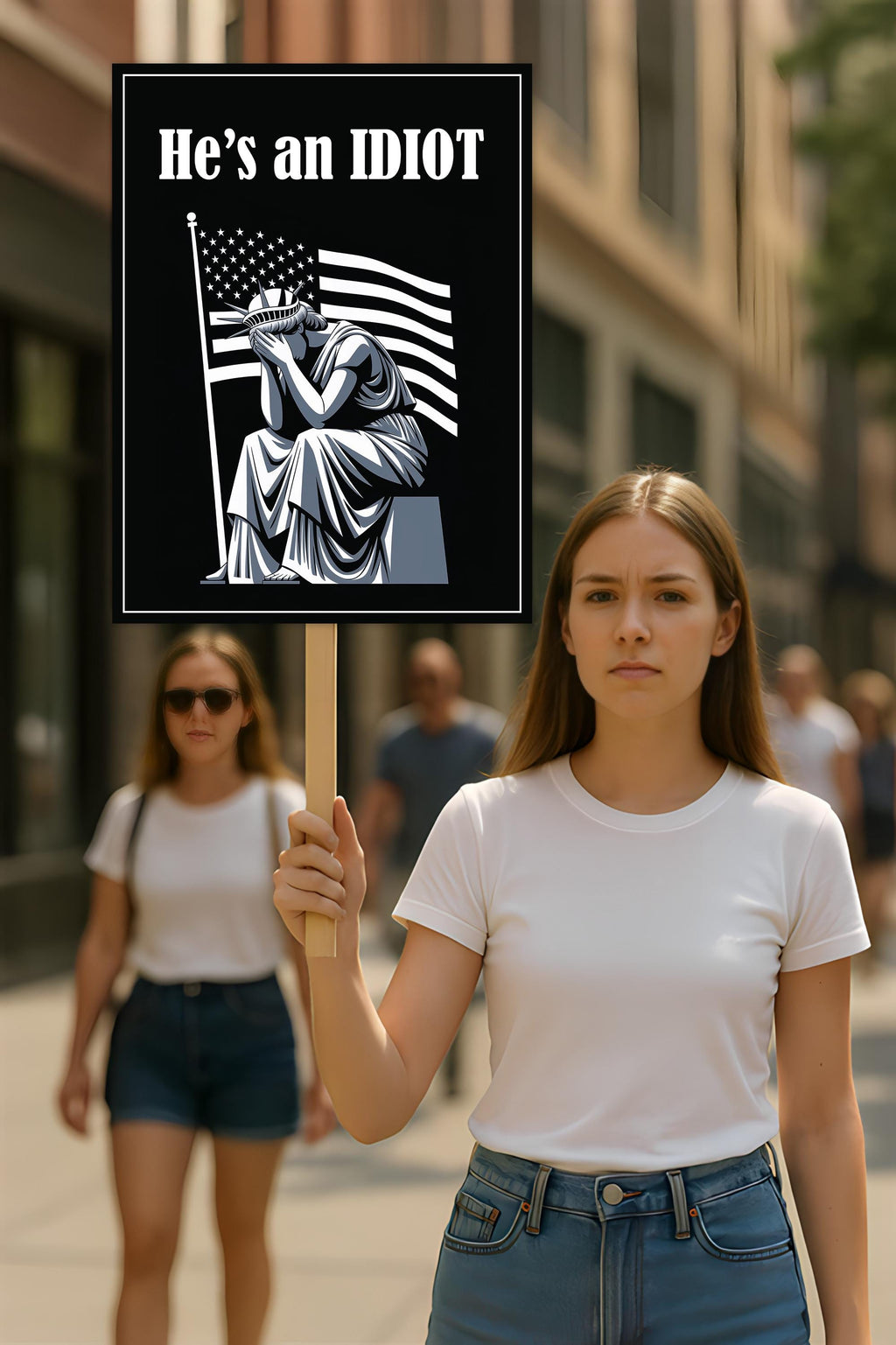 He is an IDIOT Protest Sign, Anti-Trump Resistance, Political Activist Poster