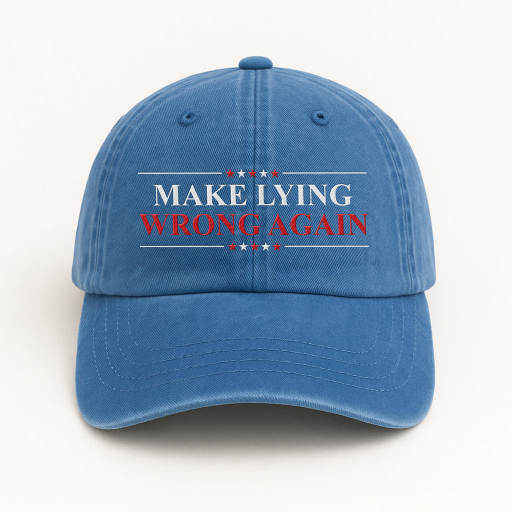 Make Lying Wrong Again Embroidered Hat, Hat Gift For Anti MAGA, Anti-Trump Hat