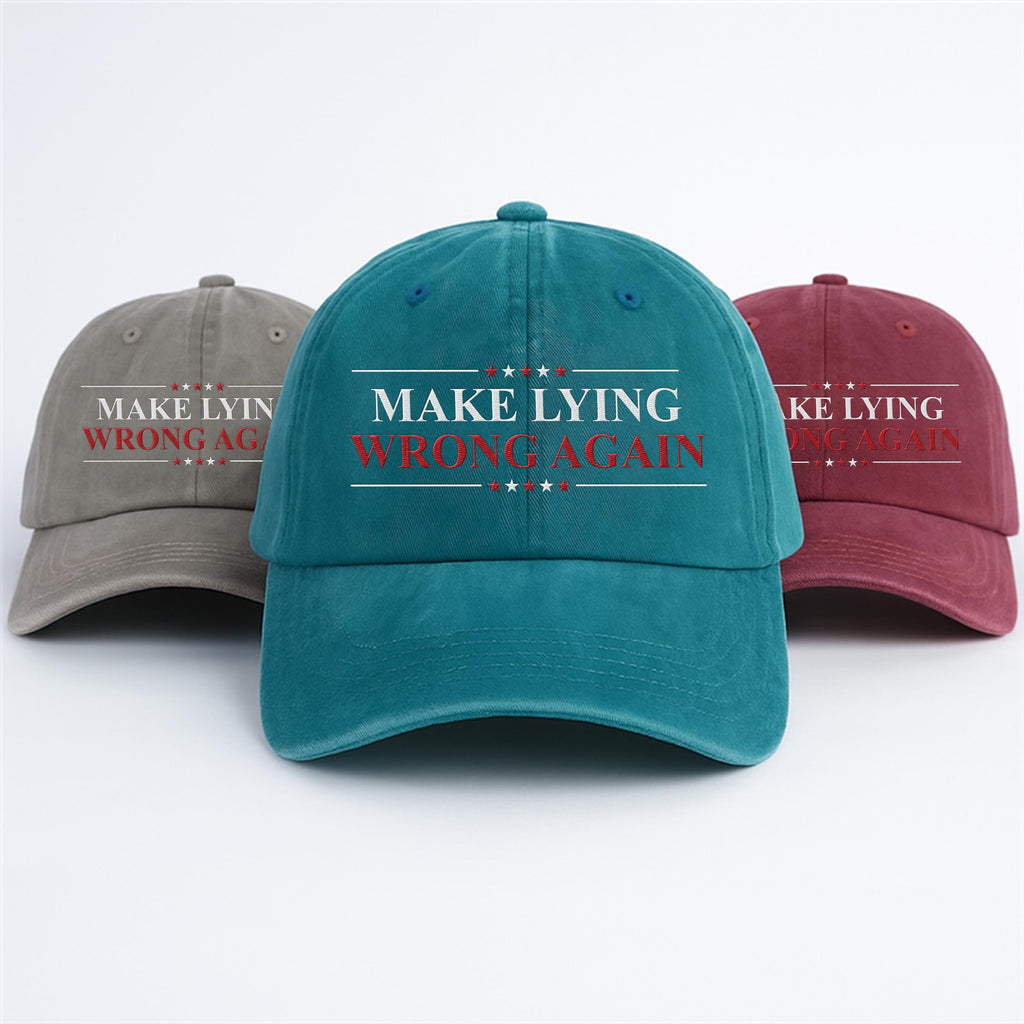 Make Lying Wrong Again Embroidered Hat, Hat Gift For Anti MAGA, Anti-Trump Hat