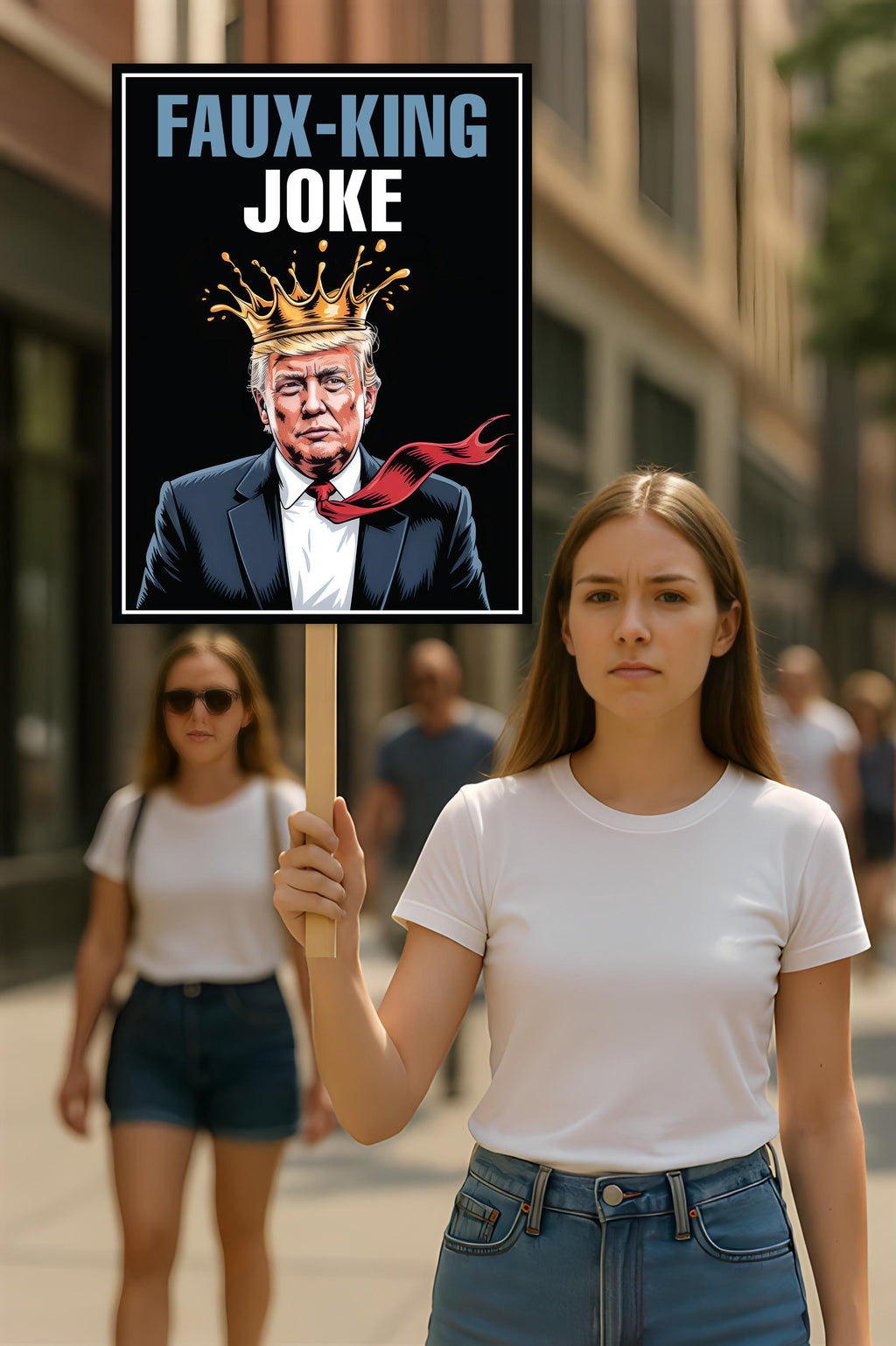 Faux-King Joke, No Kings Protest Sign, Anti-Trump Resistance, Political Activist Poster
