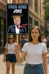 Faux-King Joke, No Kings Protest Sign, Anti-Trump Resistance, Political Activist Poster