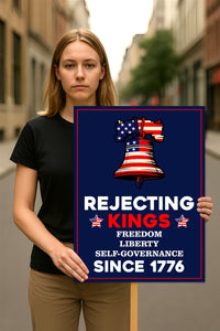 No Kings In America Protest Sign, Anti-Trump Resistance, Political Activist Poster