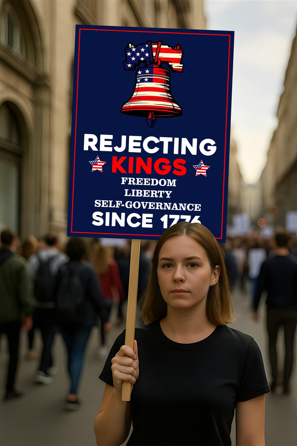 No Kings In America Protest Sign, Anti-Trump Resistance, Political Activist Poster
