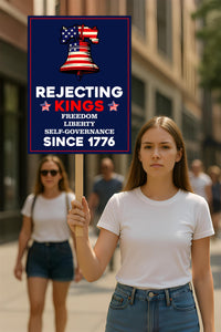 No Kings In America Protest Sign, Anti-Trump Resistance, Political Activist Poster