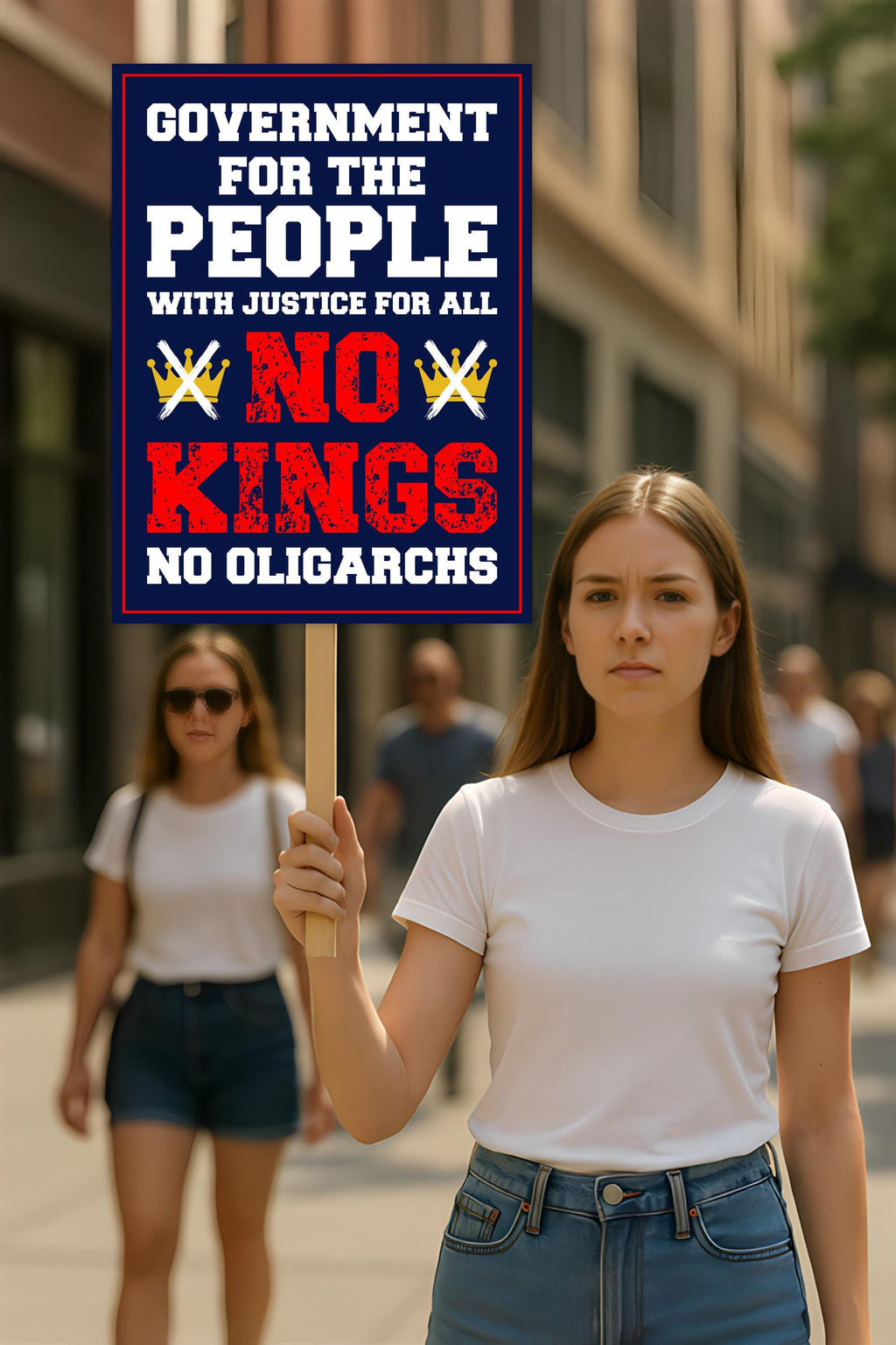 No Kings No Oligarchs In America Protest Sign, Anti-Trump Resistance