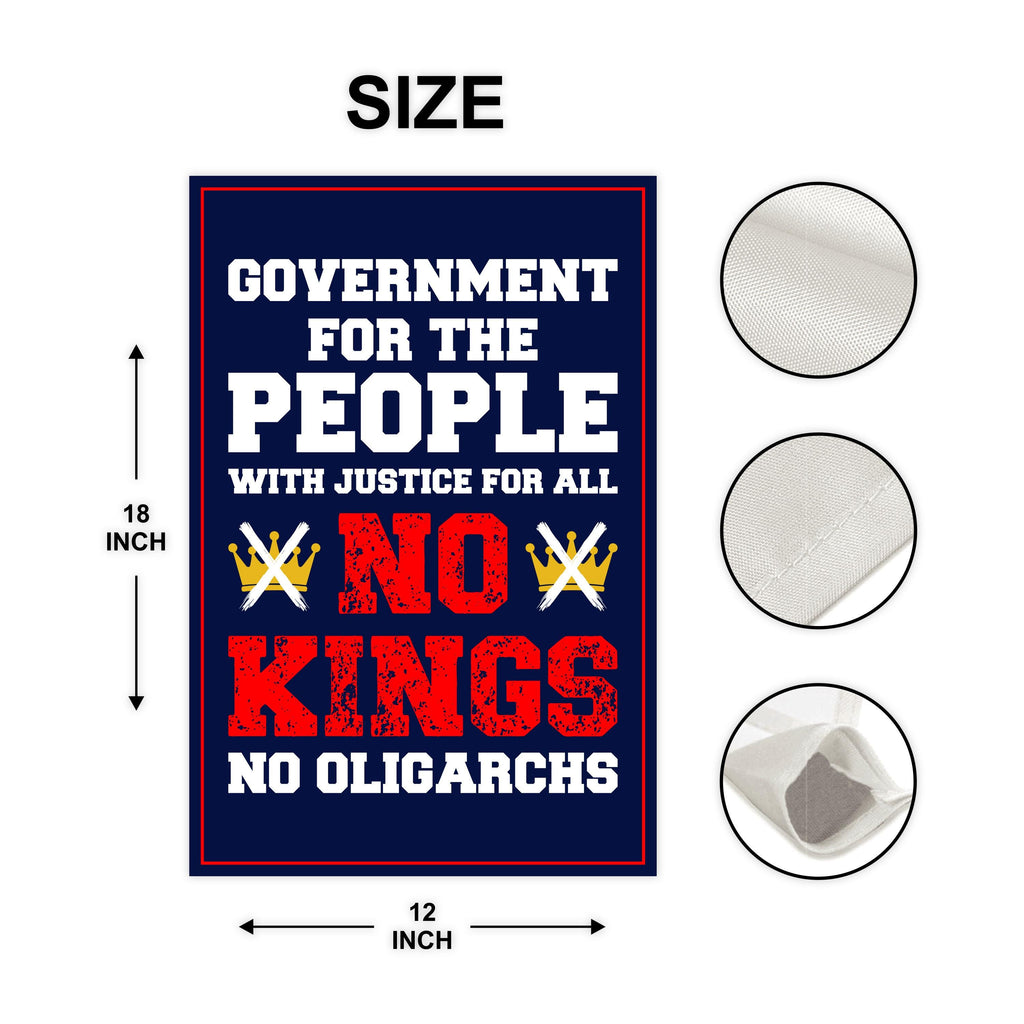 No Kings No Oligarchs In America Garden Flag, 12x18 Inch Double Sided