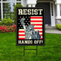 Hands Off Protest Yard Sign - Resist Hate Lawn Sign, Anti-Trump Sign