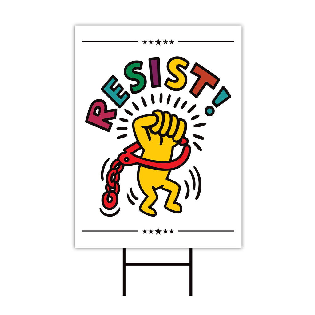 Resistance, No Kings In America Yard Sign - Resist Hate Lawn Sign, Anti-Trump, Resist Racism, Resist Fascism Yard Sign with Metal H-Stake