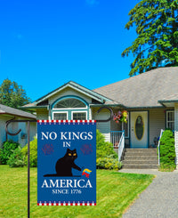 No Kings in America Black Cat Protest Garden Flag, Double Sided, Resist Hate Flag, Anti-Trump Flag, Resist Racism Flag, Resist Fascism Flag