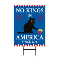No Kings In America Black Cat Protest Yard Sign - Resist Hate, Anti-Trump, Resist Racism, Resist Fascism, Resistance Sign with Metal H-Stake
