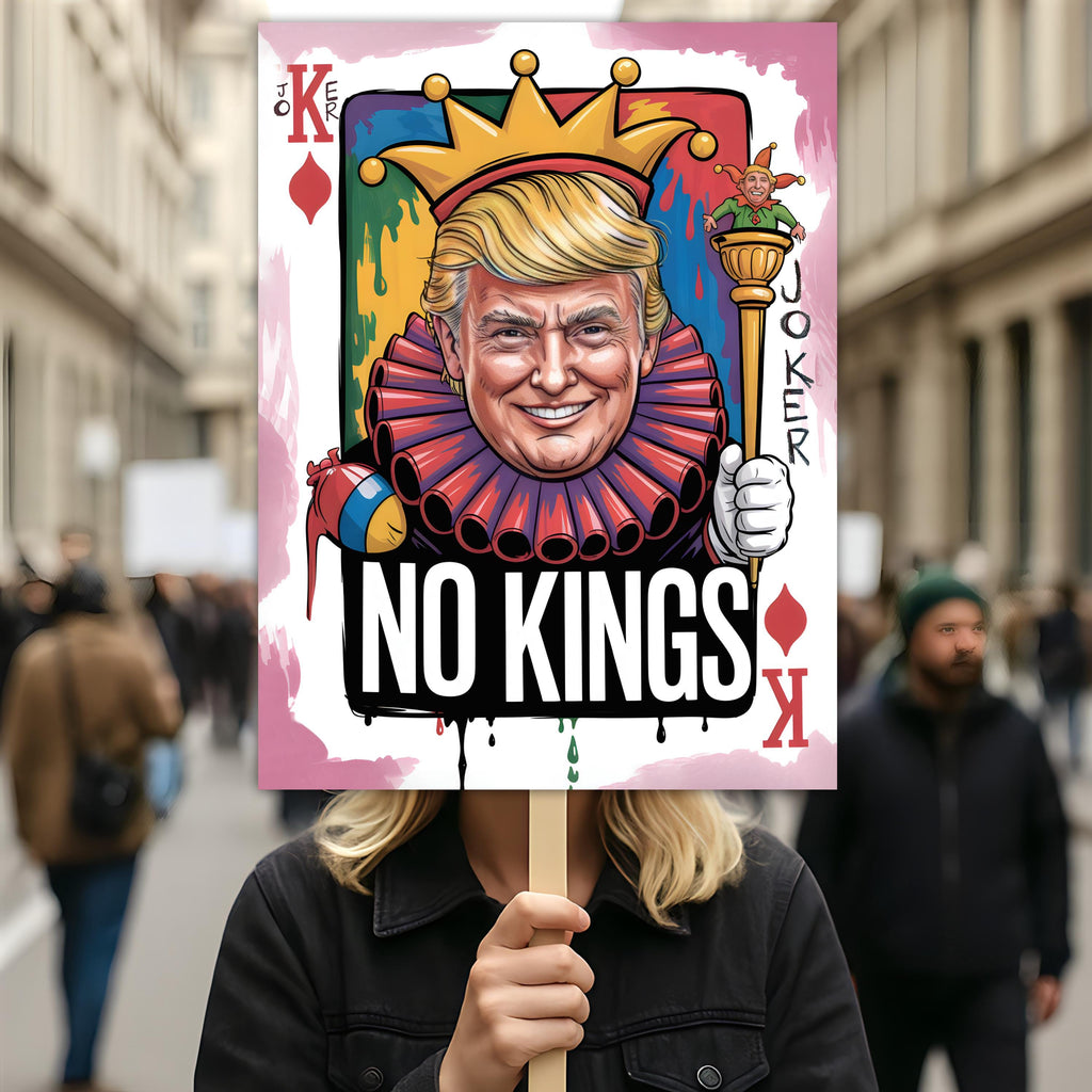 No Kings In America Protest Sign, Black Cat Anti-Trump Resistance, Political Activist Poster, Rally Sign, Resist Fascism Protest Poster